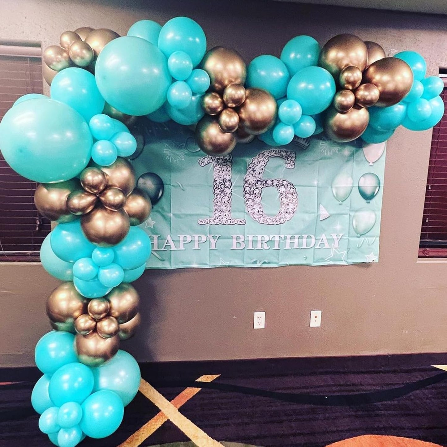 COKAOBE Teal Balloons Garland Kit, 124pcs Turquoise Blue White Metallic Gold Confetti Balloon Arch Kit for Wedding, Engagements Birthday Graduation Baby Shower Celebrations Party Decorations