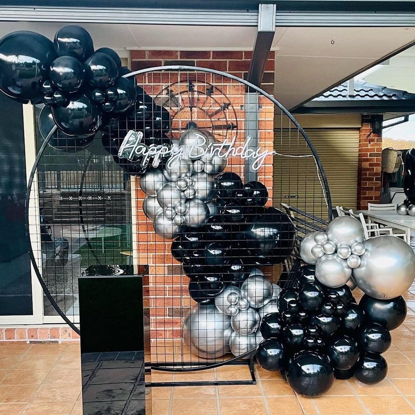COKAOBE Black and Silver Balloons Garland Kit, 124pcs Black Metallic Silver Confetti Balloon Arch Kit for Wedding Engagements Birthday Graduation Baby Shower Celebrations Anniversary Party Decorations